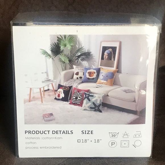 C & Cozy Embroidered Sheep Pillow Cover 18” x18” - Picture 9 of 11